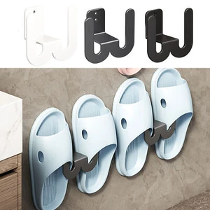 2*Bathroom Perforation-Free Wall Mounted Drying Slipper Shoes Rack Storage Hooks - Picture 1 of 15