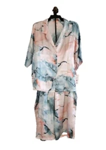 Secret Treasures Peach Women's silky XL 16-18 button top Pull On Pant Pajama Set - Picture 1 of 11