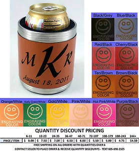 Personalized Leather Can Wrapped Koozie Prom Custom Engraved Dance Formal - Picture 1 of 15
