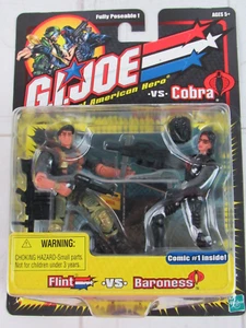 G.I. Joe vs. Cobra Flint vs. Baroness 2002 Hasbro 3 3/4 inch NEW - Picture 1 of 5