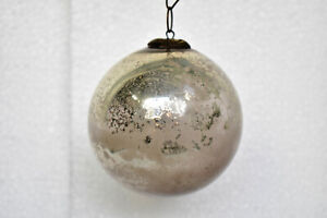 Antyczna niemiecka kula ornamenty srebrne szkło bożonarodzeniowa piłka barokowa czapka świąteczna "I16"