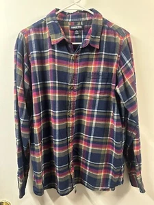 LANDS' END Boys Flannel Shirt Blue Pink Green . Size XL 18-20 - Picture 1 of 6