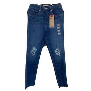 Levis Jeans Womens 10 medium Mile High Super Skinny Distressed Medium Wash Denim - Picture 1 of 9