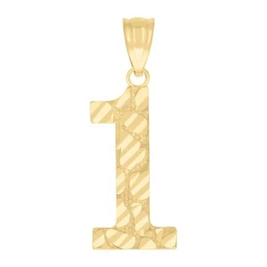 10Kt Yellow Gold Unisex Number 1 Nugget Charm Pendant - Picture 1 of 1