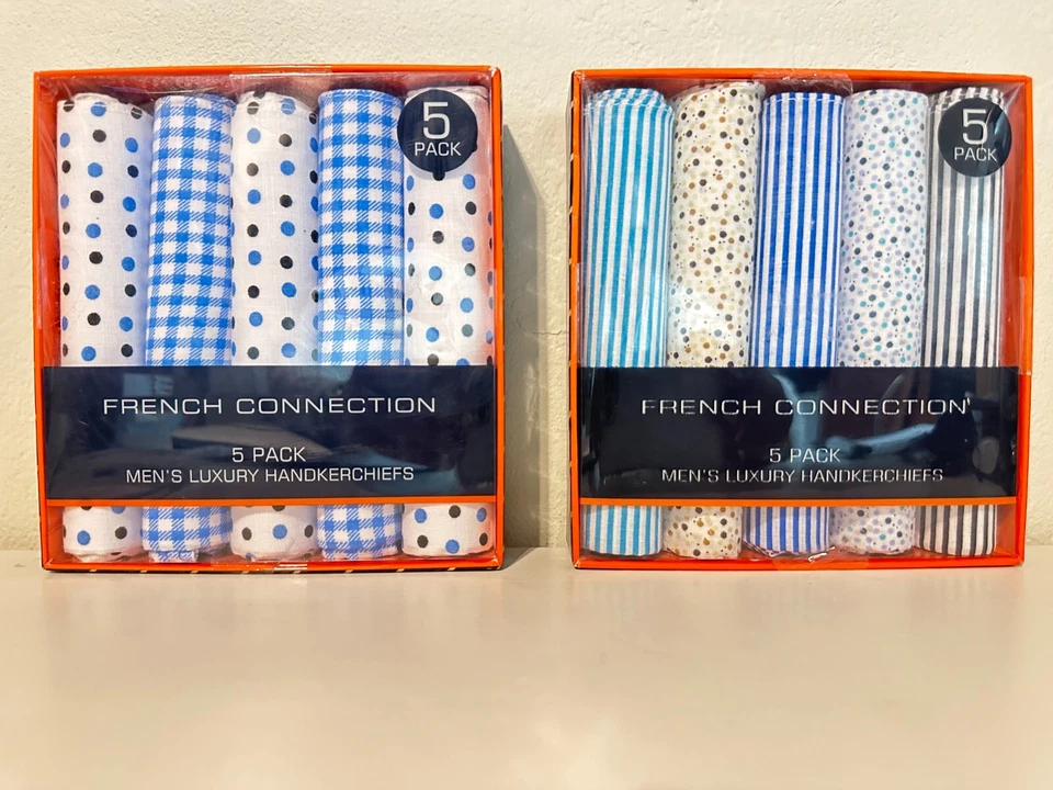 French Connection | упаковка из 5 мужских роскошных носовых платков | рекомендуемая розничная цена производителя 48 долл. США - Изображение 1 из 1