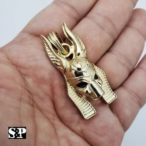 HIP HOP 14K GOLD PLATED ANCIENT EGYPT GOD ANUBIS PENDANT - Picture 1 of 3