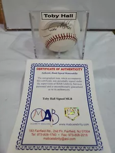TOBY HALL Signed OML Baseball (MAC COA) W/Ball Cube Display - Picture 1 of 4