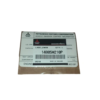 Original 2023 Mitsubishi Mirage G4, etiqueta de emisión Mirage (14805W210P) Foto 1 de 2