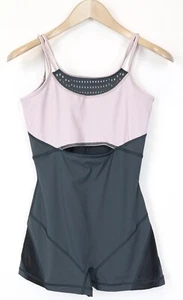 SWEATY BETTY Passe Women Jumpsuit XS/S Sports Grey Purple Stretch Dance Leotard - Picture 1 of 7