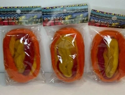Dimensions FeltWorks Needle Felting Wool Roving Warm Orange Red Yellow 3 Packs - Image 1 of 4