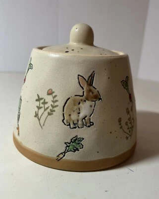 Eli & Ana Cerámica Spring Bunny Azúcar Bowl Solo Mermelada Baratija Tarro Conejo Rábano Foto 1 de 4