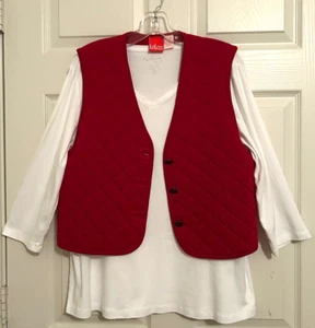VTG Liz & Co Womens S/M ALL-SEASON BOXY CROP DIAMOND QUILT VEST Star Buttons NEW - Bild 1 von 22