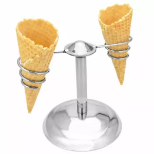 Eiswaffelhalter Eiskarussell 2 Halter aus Edelstahl Eistütenhalter Waffelständer - Bild 1 von 2