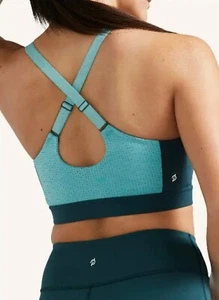 PELOTON Size S Renewed Control Colorblock Mesh Back Bra Blue Teal Adjustable - Picture 1 of 10