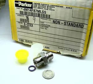 PARKER 4M14F87ML-SS NEW 316SS MALE 1/4" SEAL-LOK ORFS X MALE M14X1.5 ADAPTER - Picture 1 of 8
