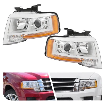 Left+Right Headlight for 2015 2016 2017 Ford Expedition Halogen Headlamp Pair Foto 1 de 4