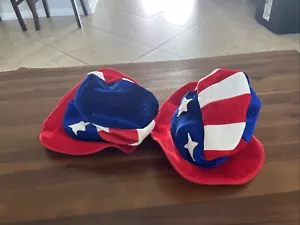 American Flag Bucket Hat Stars Stripes Red White Blue America JG8 - Picture 1 of 3