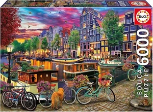 NEW Educa Jigsaw Puzzle 6000 Pieces 20330 Cycling in Amsterdam - Foto 1 di 2
