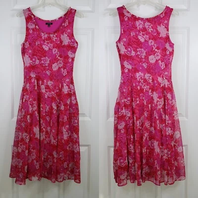 J Peterman Y2K фея миди платье 4 розовый цветочный без рукавов с подкладкой со сборками Flowy - Изображение 1 из 4