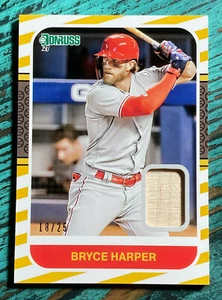 Bryce Harper Phillies 2021 Donruss Retro 1987 Materials Gold #87M-BH Bat 18/25 - Bild 1 von 2