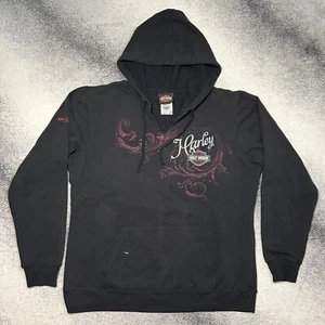 2000s Harley Davidson Grunge Hoodie Women's Medium - Picture 1 of 10