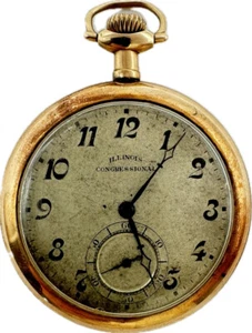 Antique 12S Illinois Congressional 21 Jewel Pocket Watch 279 Gold Filled - Picture 1 of 2