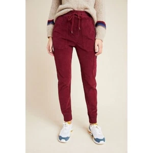 Anthropologie Women's Burgundy Corduroy Leigh Cargo Jogger Pants Size Medium - Picture 1 of 9