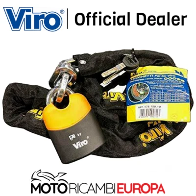 CATENA ANTIFURTO CON GANCIO ESTRAIBILE E LUCCHETTO 10 X 150 VIRO IN ACCIAIO