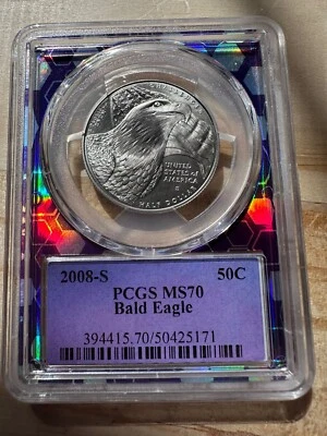 2008-S Bald Eagle Commemorative Half Dollar MS70 PCGS / Trader Bae Core - Image 1 of 4