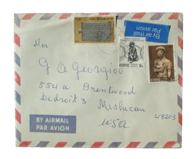 CUBIERTA HISTORIA POSTAL CHIPRE a US 1977 Foto 1 de 2