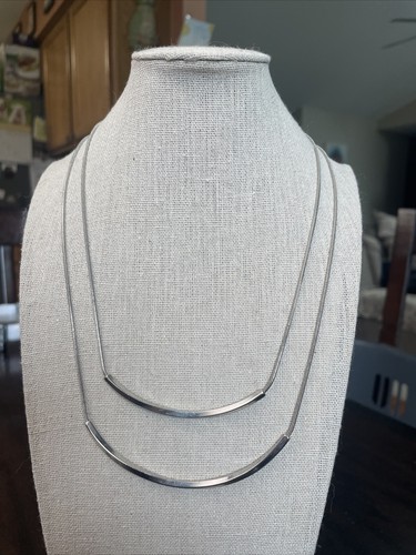 VETEMENTS Collana Limitata Tono Argento Barra Torta 2 Strati 8"" 9"" +2"" Estensore In perfette condizioni