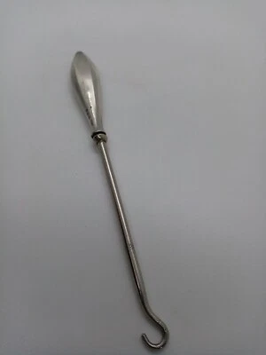 Antique Birmingham Solid Sterling Silver Handled Button Hook - 165mm Long - Image 1 of 4