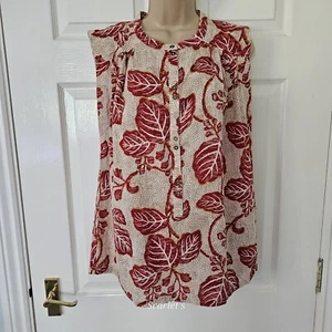 Fat Face Top Morgan Vine Top Size 12 Sleeveless Burnt Orange & Ivory - Picture 1 of 8