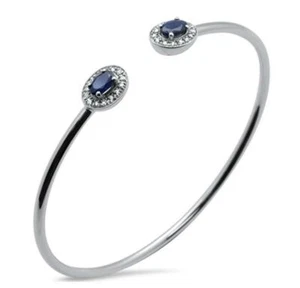 1.69cts 14K Gold Diamond & Blue Sapphire Open Bangle Bracelet (DBA-7095K) - Picture 1 of 1