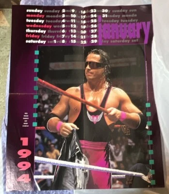 Póster calendario asesino WWF WWE WCW Bret Hart The Hitman enero 1994 Foto 1 de 2