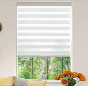 Kalysie Zebra Roller Window Blinds, Dual Layer Roller Shades, White, 36"W x 64"H - Picture 1 of 7