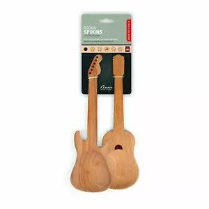 Kikkerland Juego de 2 Cuchara Rockin' de Madera de Haya Guitarra Servir Utensilios de Cocina Regalo - Imagen 1 de 2