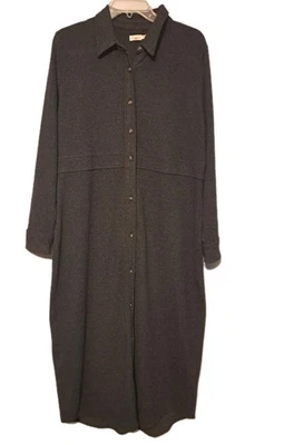 Faherty Womens Dress XL  Maxi Charcoal Gray Heathered Button Up Lagenlook  Cozy - Image 1 of 4