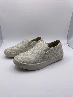 Zapatillas sin cordones Michael Kors para niños pequeños firma logotipo MK - beige lona talla 9 Foto 1 de 4