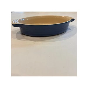 Le Creuset Stoneware Oval Ceramic Casserole Gratin Dip Blue Baking Dish 9x7x2  - Picture 1 of 10