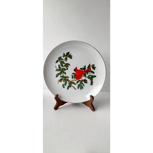 Juego de 4 platos de ensalada de colección Christmas Cardenales por Lefton bayas de acebo Japón - Imagen 1 de 6