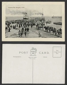 Isle of Man Old Embossed Postcard Victoria Pier Douglas Horse Ships Boats TOFFEE - Picture 1 of 1