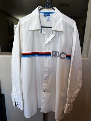 Camisa vintage con botones Rocawear XL para hombre blanca L/S con ROC bordado Foto 1 de 4