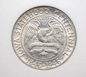 1946 Commemorative *IOWA* Silver Half Dollar 50c NGC MS65 #002 Gem BU ECC&C, Inc - Picture 1 of 5
