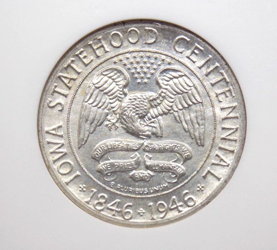 1946 Commemorative *IOWA* Silver Half Dollar 50c NGC MS65 #002 Gem BU ECC&C, Inc - Image 1 of 4