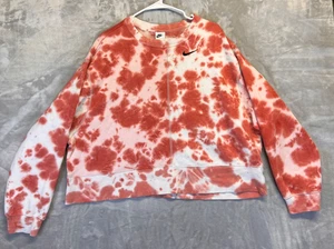 Nike Sweatshirt Damen 1X Rot Acid Wash Batik Dunkelrot Swoosh Activewear Gym - Bild 1 von 9