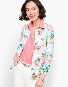 Talbots Charming Cardigan Stampa Costiera 1X Petite - Foto 1 di 9