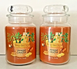 "Honey bee Tea" Iced Tea & Honey large jar candle set x 2 original Yankee Candle - Picture 1 of 2