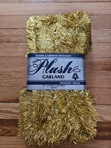 Vintage Gold Weihnachtsbaum Lametta Girlande 60 Fuß Pluah Feiertag Borte New Old Stock - Bild 1 von 4