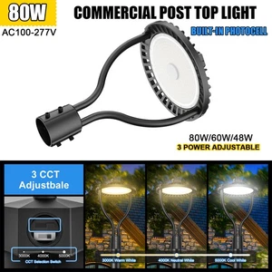 LED Area Post Top Lighting 80W 12000LM (400W Equivalent) for Street Yard Garden - Picture 1 of 10